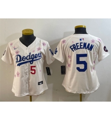 Women's Los Angeles Dodgers #5 Freddie Freeman Cream 2025 Tokyo Series Limited Stitched Baseball Jersey(Run Small)