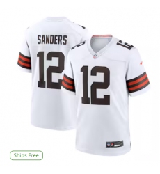 Men's Cleveland Browns #12 Shedeur Sanders Nike White 2025 NFL Draft Game Jersey
