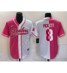 Men's Nike Pittsburgh Steelers #8 Kenny Pickett Pink White Two Tone Cool Base Stitched Baseball Jersey