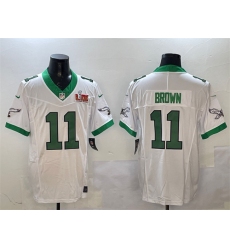Men's Philadelphia Eagles #11 A.J. Brown White 2025 Super Bowl LIX F.U.S.E. Vapor Untouchable Limited Stitched Football Jersey