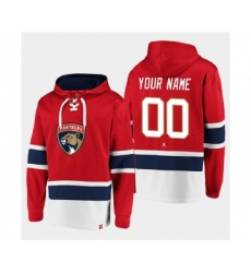 Men's Florida Panthers Active Player Custom Red Ageless Must-Have Lace-Up Pullover Hoodie