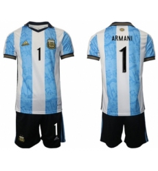 Men's Argentina #1 Armani White Blue Home Soccer Jersey Suit
