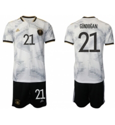 Men's Germany #21 Gundogan White Home Soccer Jersey Suit