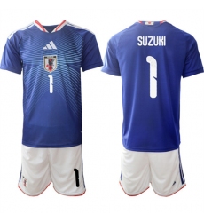 Men's Japan #1 SUZUKI National Team FIFA x World Cup 2026 Home Blue On Field Jersey