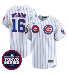 Men's Chicago Cubs #16 Patrick Wisdom White 2025 Tokyo Series Limited Stitched Baseball Jersey
