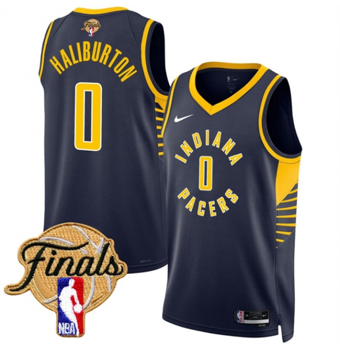 Men's Indiana Pacers #0 Tyrese Haliburton Navy 2025 Finals Icon Edition Stitched Basketball Jersey