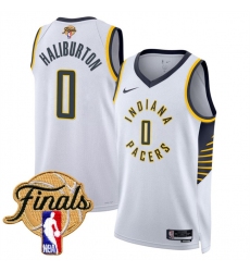 Men's Indiana Pacers #0 Tyrese Haliburton White 2025 Finals Association Edition Stitched Basketball Jersey