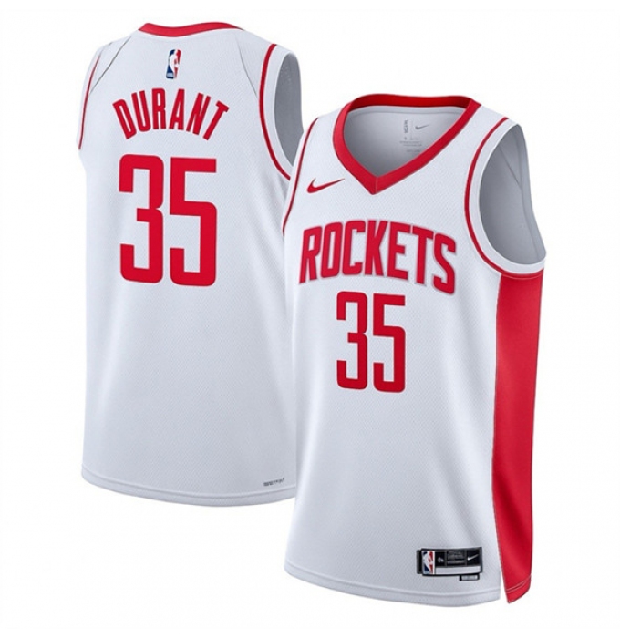 Men's Houston Rockets #35 Kevin Durant White Association Edition Stitched Jersey