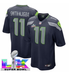 Men's Seattle Seahawks #11 Jaxon Smith-Njigba Blue 2025 2026 Super Bowl LX F U S E Stitched Jersey