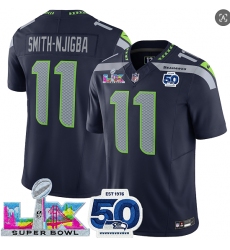 Men's Seattle Seahawks #11 Jaxon Smith-Njigba Navy 2025 F.U.S.E. Super Bowl LX And 50th Season Vapor Limited Football Stitched Jersey