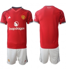 Men's Manchester United Blank 2025-26 Red Home Soccer Jersey Suit