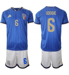 Men's Italy #6 UDOGIE National Team FIFA x World Cup 2026 Home Blue On Field Jerseys