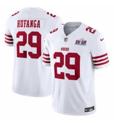 Men's San Francisco 49ers #29 Talanoa Hufanga White 2023 F U S E With John Madden Vapor Limited Stitched Football 2024 Super Bowl LVIII Jersey