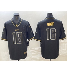 Men's Detroit Lions #16 Jared Goff Black Gold Edition Football Stitched Jersey Men's Detroit Lions #16 Jared Goff Black Gold Edition Football Stitched Jersey