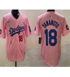 Men's Los Angeles Dodgers #18 Yoshinobu Yamamoto Pink 2025 Tokyo Series Limited Jersey