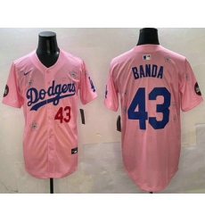 Men's Los Angeles Dodgers #43 Anthony Banda Pink 2025 Tokyo Series Limited Jersey