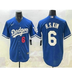 Men's Los Angeles Dodgers #6 Hyeseong Kim Blue Cool Base Jersey