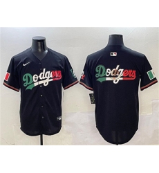 Men's Los Angeles Dodgers Team Big Logo Black Mexico Flag Limited Stitched Baseball Jersey