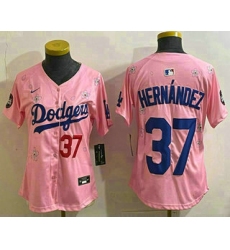 Women's Los Angeles Dodgers #37 Teoscar Hernandez Pink 2025 Tokyo Series Limited Stitched Jersey