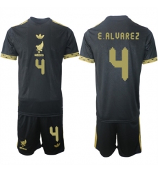 Men's Mexico #4 Edson Alvarez Black Gold 25-26 Soccer Jersey Suit