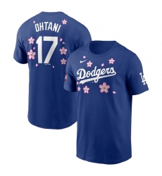 Men's Los Angeles Dodgers #17 Shohei Ohtani Royal 2025 Tokyo Series Name & Number T-Shirt