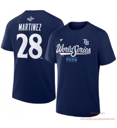 Men's Tampa Bay Rays #28 Nick Martinez Navy 2026 World Series Name & Number T-Shirt