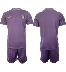 Men's England Blank 2024-25 Purple Away Soccer Jersey Suit