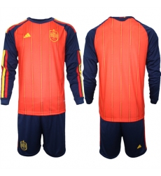 Men's Spain Blank National Team FIFA x World Cup 2026 Long Sleeve Home Red On Field Jerseys