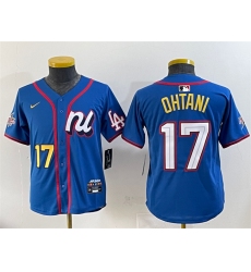 Youth National League #17 Shohei Ohtani Blue 2025 All-Star Edition Limited Stitched Baseball Jersey