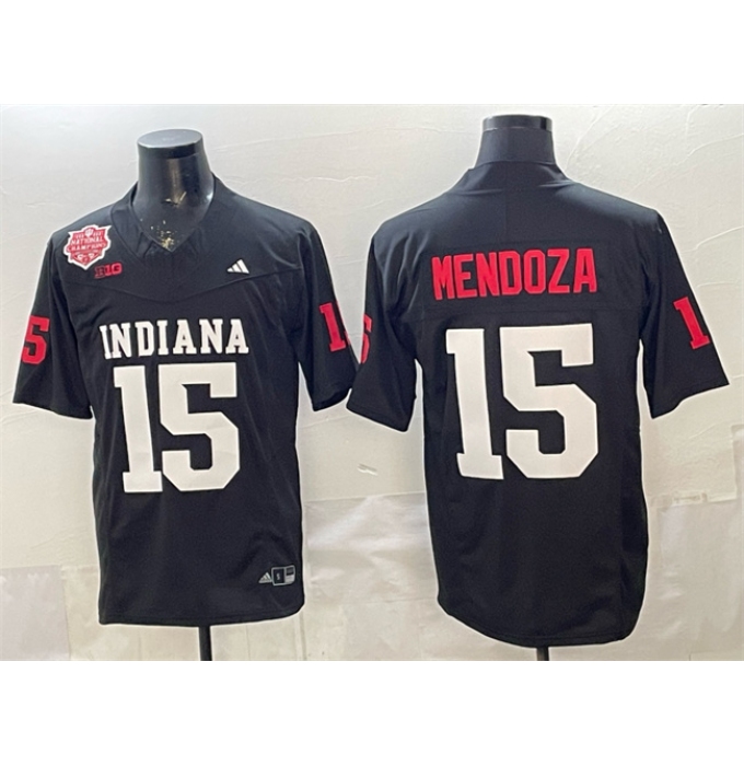 Men's Indiana Hoosiers #15 Fernando Mendoza Black F.U.S.E. 2025 National Champions Patch Stitched Football Jersey