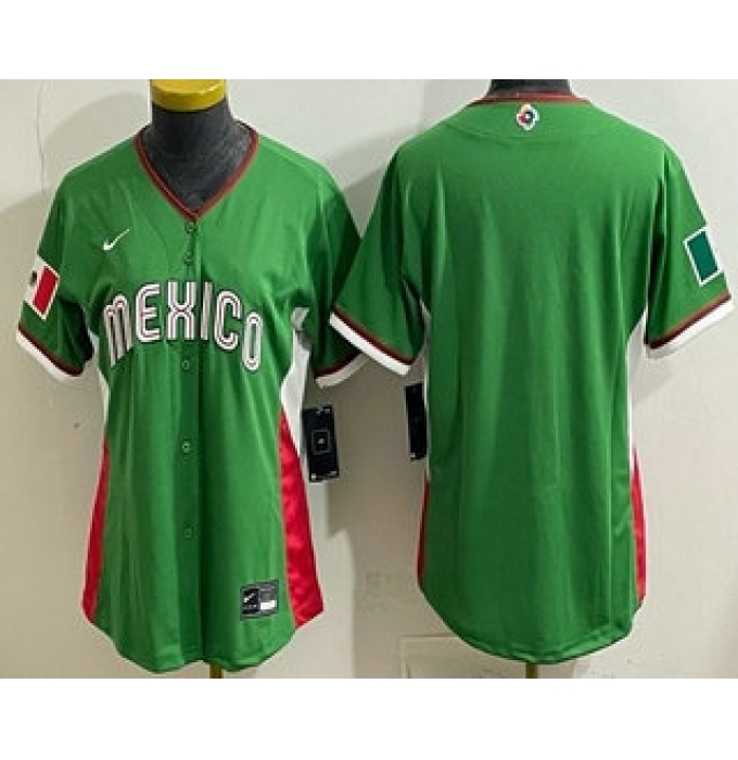 Women's Mexico Blank Green 2026 World Baseball Classic Cool Base Jersey