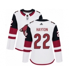 Women's Adidas Arizona Coyotes #22 Barrett Hayton Authentic White Away NHL Jersey