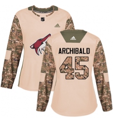 Women's Adidas Arizona Coyotes #45 Josh Archibald Authentic Camo Veterans Day Practice NHL Jersey