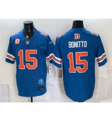 Men's Denver Broncos #15 Nik Bonitto Blue F.U.S.E. With 2-Star C Throwback Vapor Limited Football Stitched Jersey
