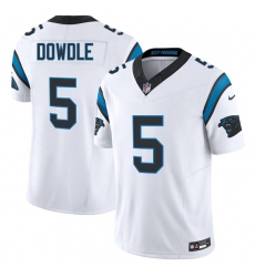 Men's Carolina Panthers #5 Rico Dowdle White 2024 F.U.S.E. Vapor Limited Football Stitched Jersey
