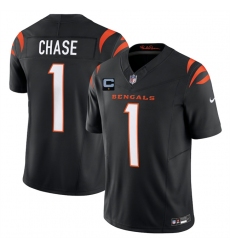Men's Cincinnati Bengals #1 Ja'Marr Chase Black 2025 F.U.S.E. With 1-Star C Vapor Untouchable Limited Stitched Football Jersey