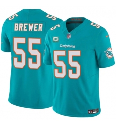 Men's Miami Dolphins #55 Aaron Brewer Aqua 2025 F.U.S.E. With 1-Star C Vapor Limited Football Stitched Jersey