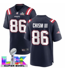 Men's New England Patriots #86 Efton Chism III Blue 2025 2026 Super Bowl LX F U S E Stitched Jersey