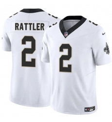 Men's New Orleans Saints #2 Spencer Rattler White 2025 F.U.S.E Vapor Limited Football Stitched Jersey