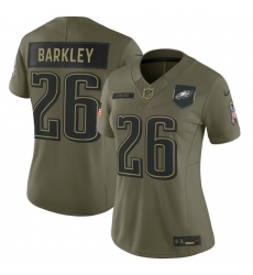 Women's Philadelphia Eagles #26 Saquon Barkley Olive 2025 Salute to Service Limited Stitched Jersey(Run Small)