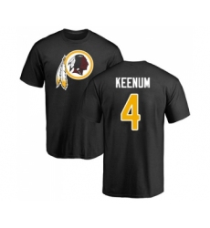 Football Washington Redskins #4 Case Keenum Black Name & Number Logo T-Shirt