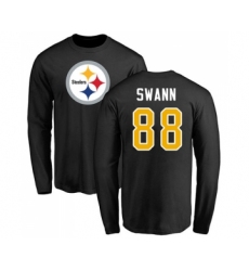 Football Pittsburgh Steelers #88 Lynn Swann Black Name & Number Logo Long Sleeve T-Shirt