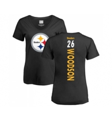 Football Women's Pittsburgh Steelers #26 Rod Woodson Black Backer Slim Fit T-Shirt