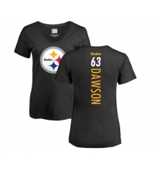 Football Women's Pittsburgh Steelers #63 Dermontti Dawson Black Backer Slim Fit T-Shirt