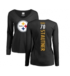 Football Women's Pittsburgh Steelers #70 Ernie Stautner Black Backer Slim Fit Long Sleeve T-Shirt