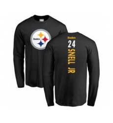 Pittsburgh Steelers #24 Benny Snell Jr. Black Backer Long Sleeve T-Shirt