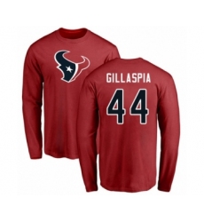 Football Houston Texans #44 Cullen Gillaspia Red Name & Number Logo Long Sleeve T-Shirt