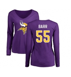 Football Women's Minnesota Vikings #55 Anthony Barr Purple Name & Number Logo Slim Fit Long Sleeve T-Shirt