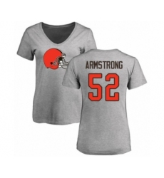 Football Women's Cleveland Browns #52 Ray-Ray Armstrong Ash Name & Number Logo T-Shir