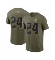 Men's Cleveland Browns #24 Nick Chubb 2021 Olive Salute To Service Football T-Shirt